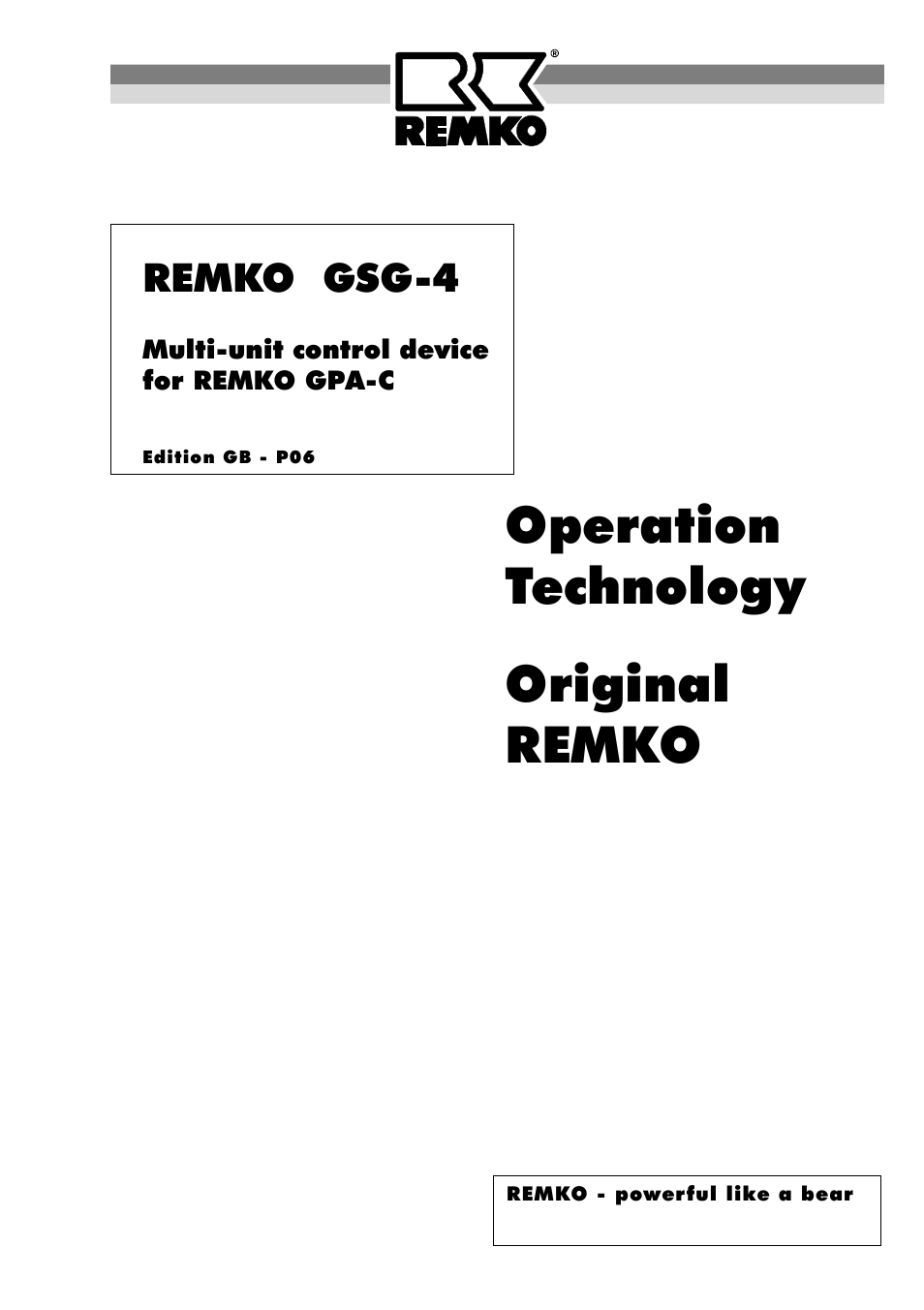 REMKO GSG-4 User Manual | 8 pages