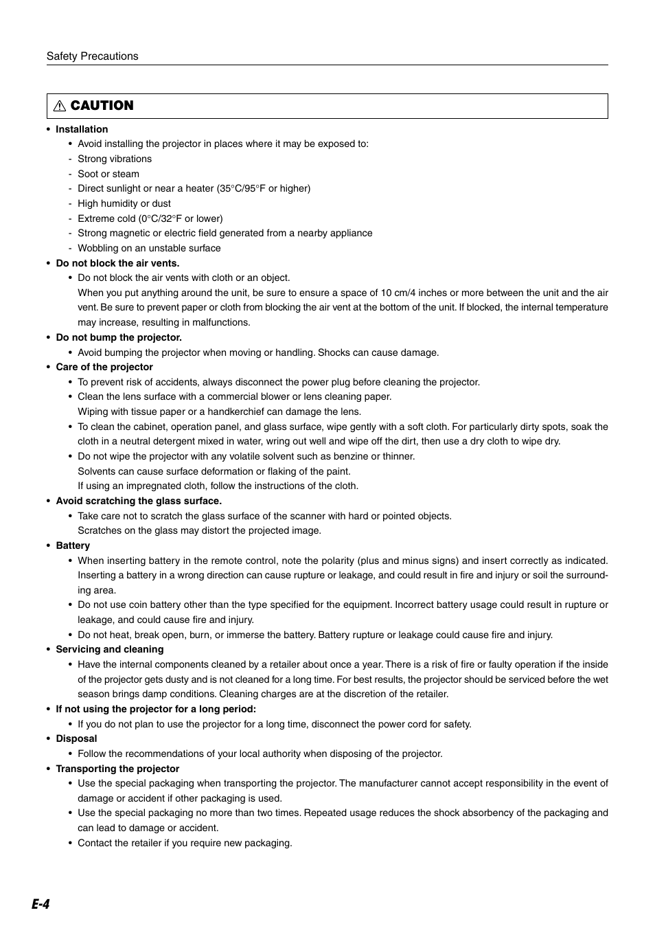 Caution | Compaq iP-25E User Manual | Page 4 / 48