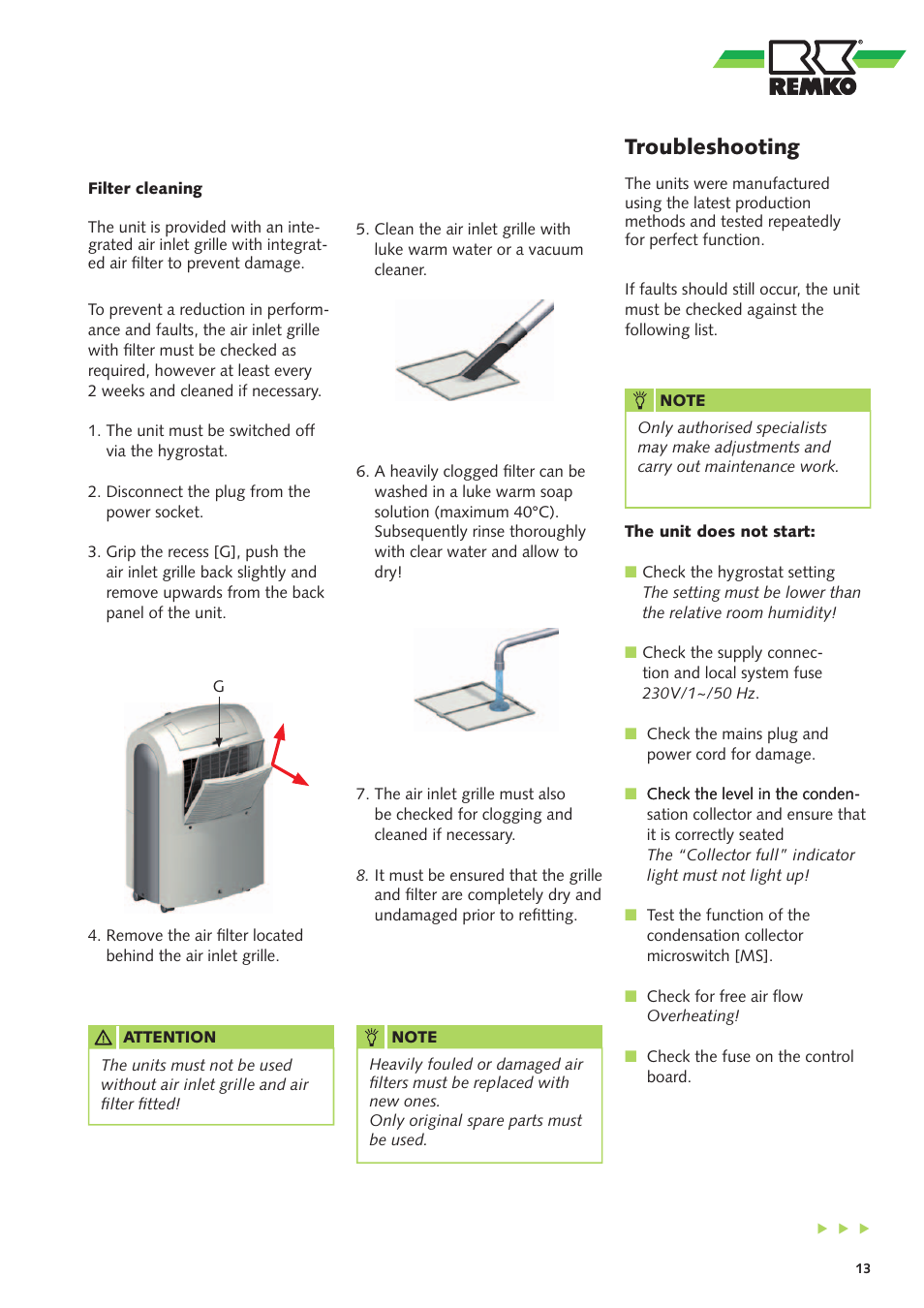 Troubleshooting | REMKO ETF 320 User Manual | Page 13 / 20