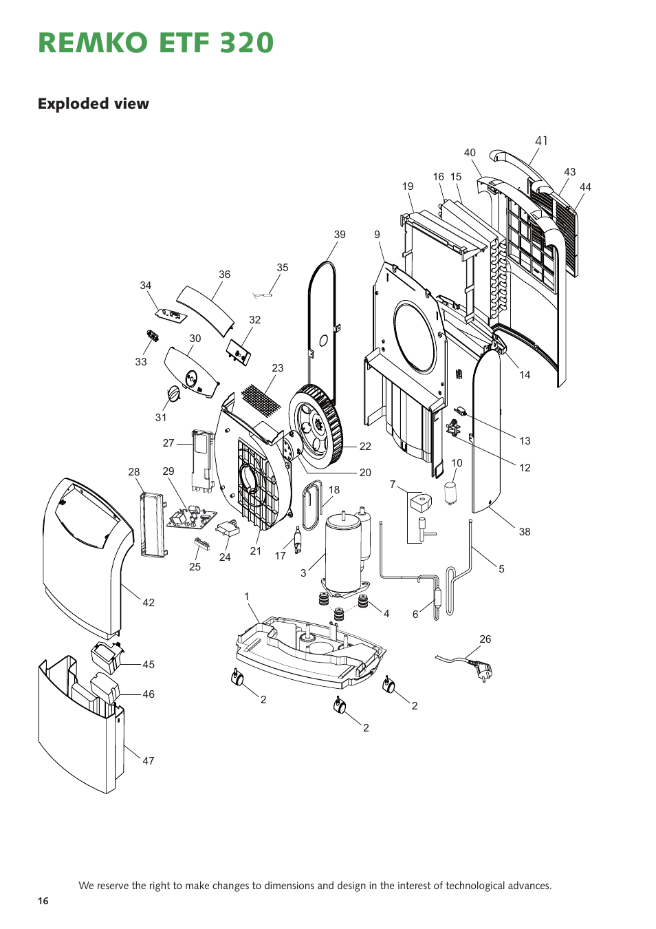 Remko etf 320, Exploded view | REMKO ETF 320 User Manual | Page 16 / 20