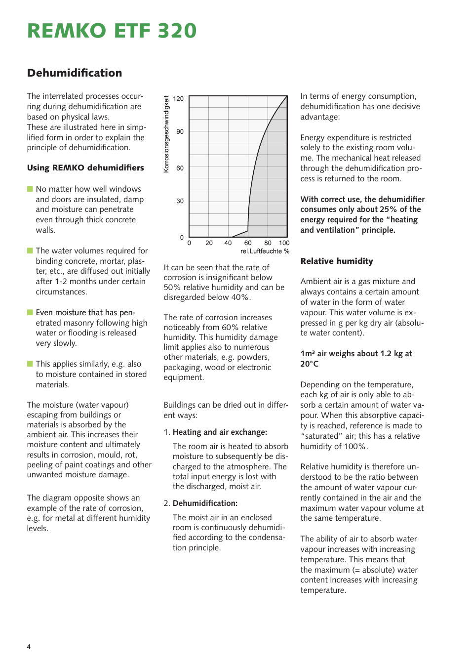 Remko etf 320, Dehumidification | REMKO ETF 320 User Manual | Page 4 / 20
