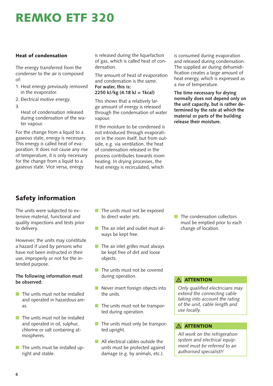 Remko etf 320, Safety information | REMKO ETF 320 User Manual | Page 6 / 20