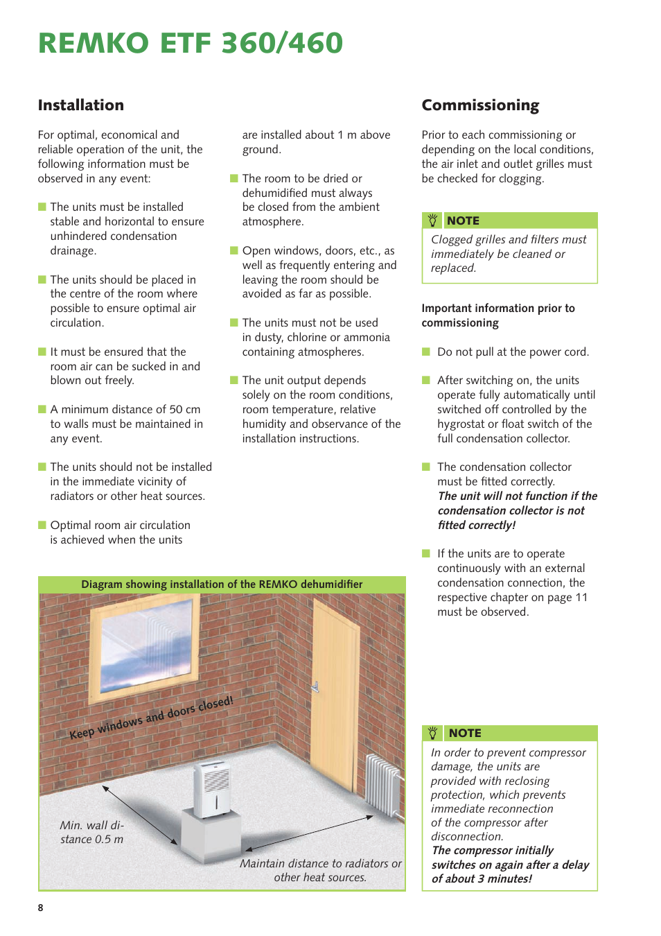 Installation, Commissioning | REMKO ETF 360 User Manual | Page 8 / 20