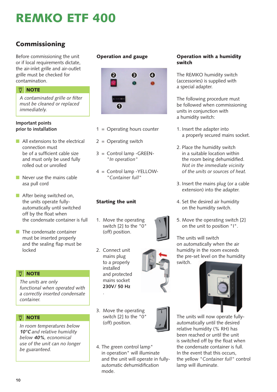 Remko etf 400, Commissioning | REMKO ETF 400 User Manual | Page 10 / 20