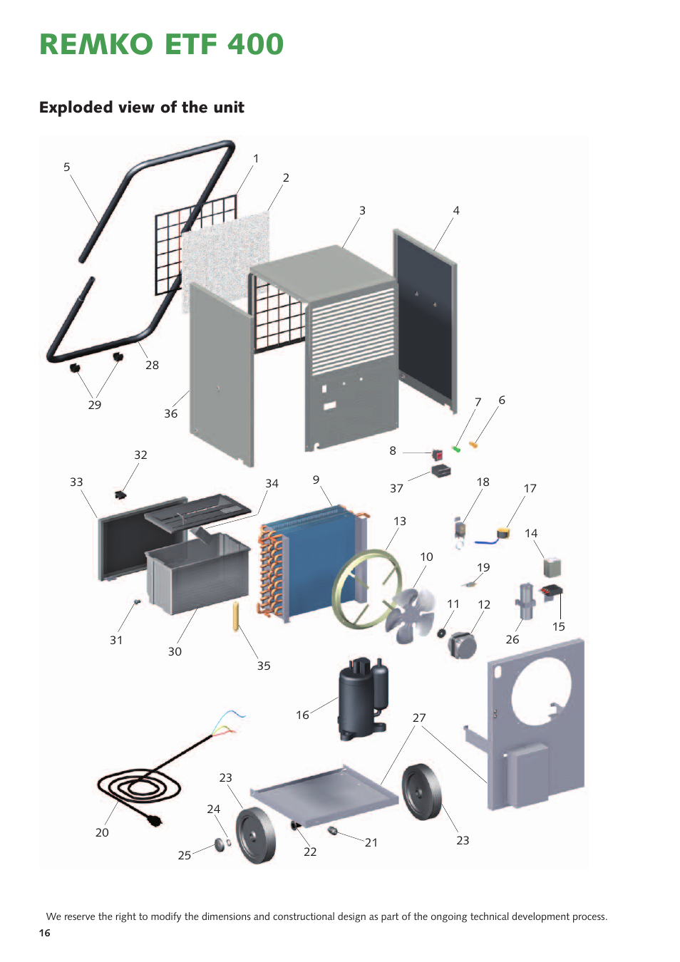 Remko etf 400, Exploded view of the unit | REMKO ETF 400 User Manual | Page 16 / 20