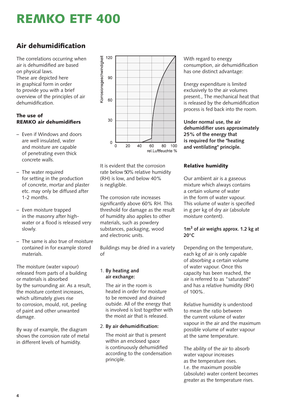 Remko etf 400, Air dehumidification | REMKO ETF 400 User Manual | Page 4 / 20