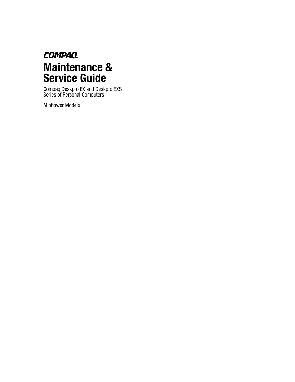 Maintenance & service guide | Compaq EXS Series User Manual | Page 2 / 78
