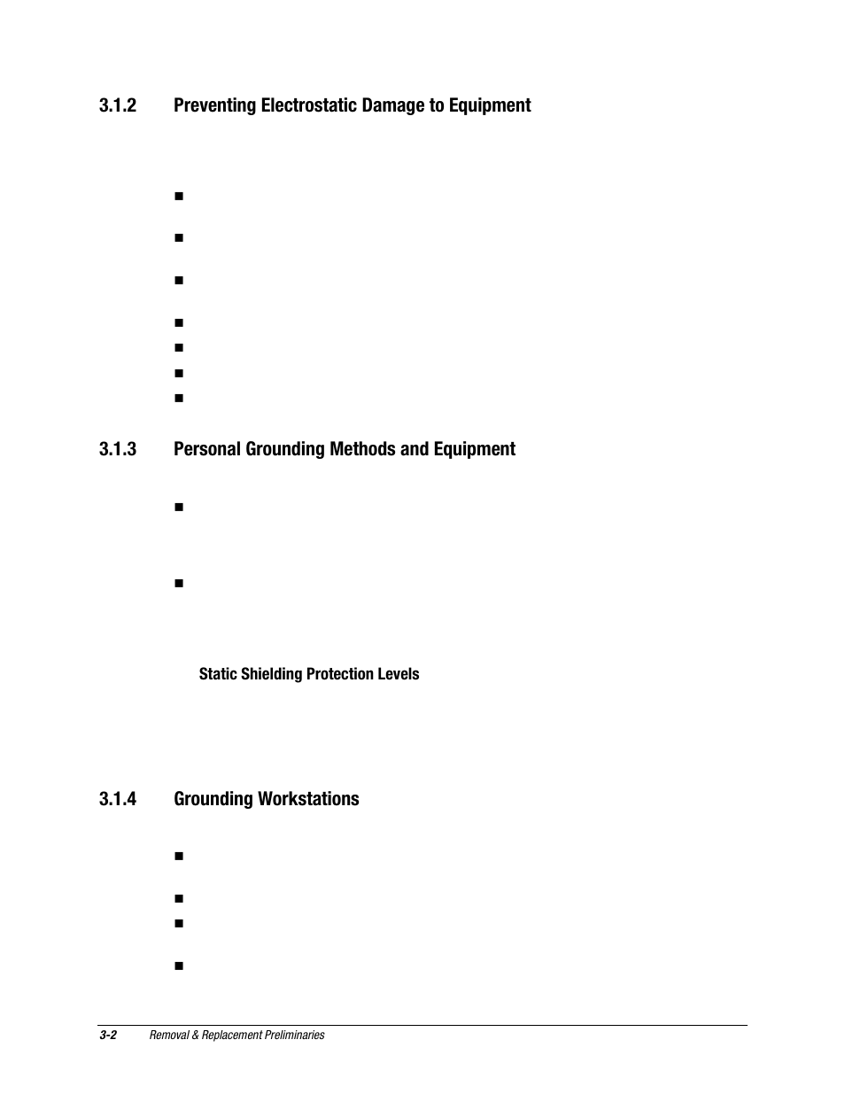 2 preventing electrostatic damage to equipment, 3 personal grounding methods and equipment, 4 grounding workstations | Compaq EXS Series User Manual | Page 23 / 78