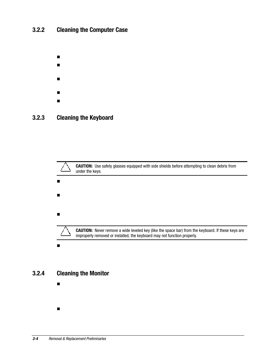 2 cleaning the computer case, 3 cleaning the keyboard, 4 cleaning the monitor | Compaq EXS Series User Manual | Page 25 / 78