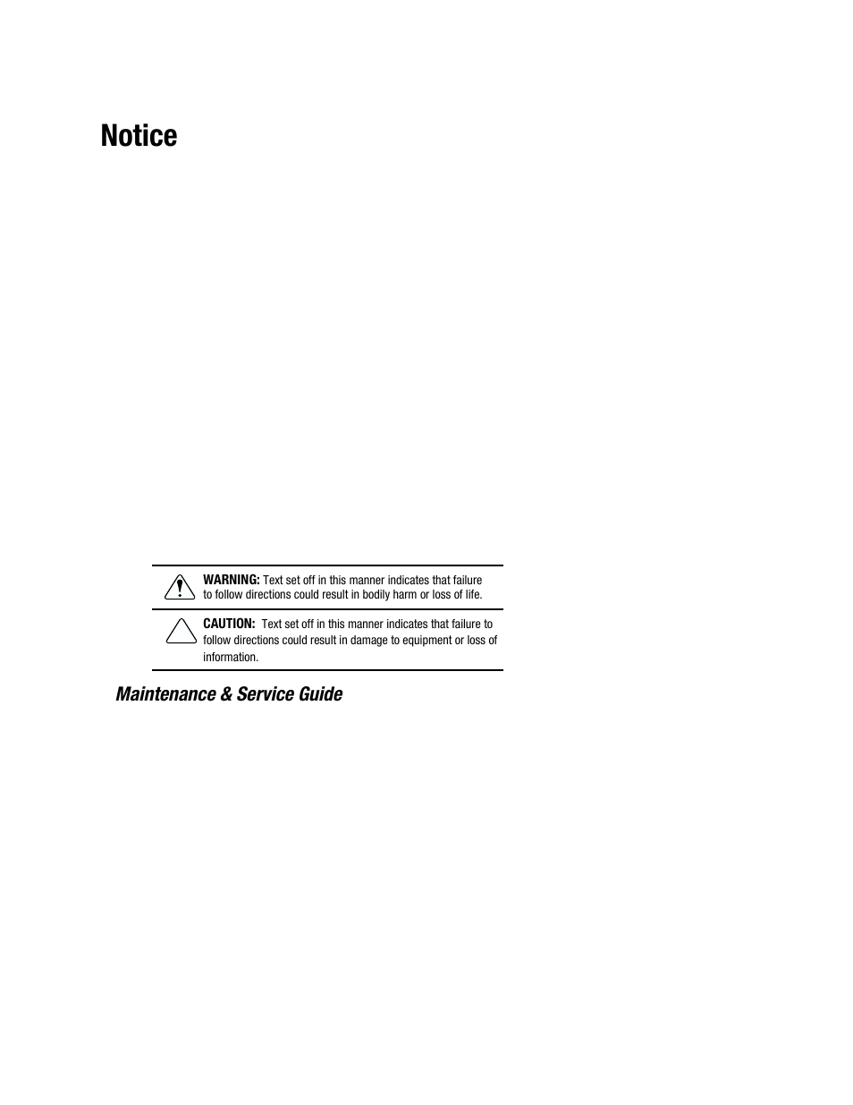 Notice, Maintenance & service guide | Compaq EXS Series User Manual | Page 3 / 78