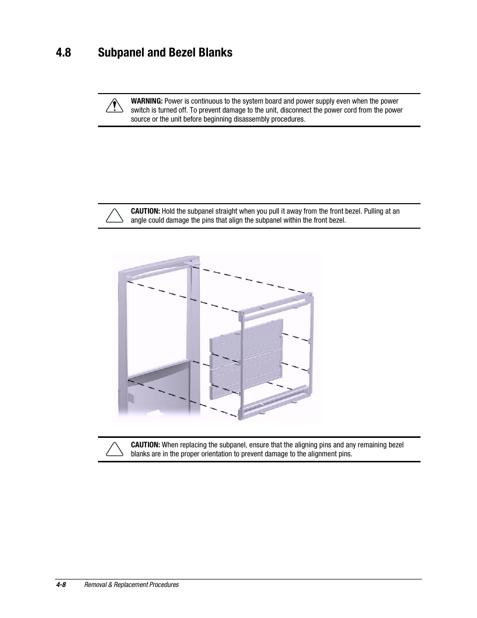 8 subpanel and bezel blanks, Subpanel and bezel blanks | Compaq EXS Series User Manual | Page 35 / 78