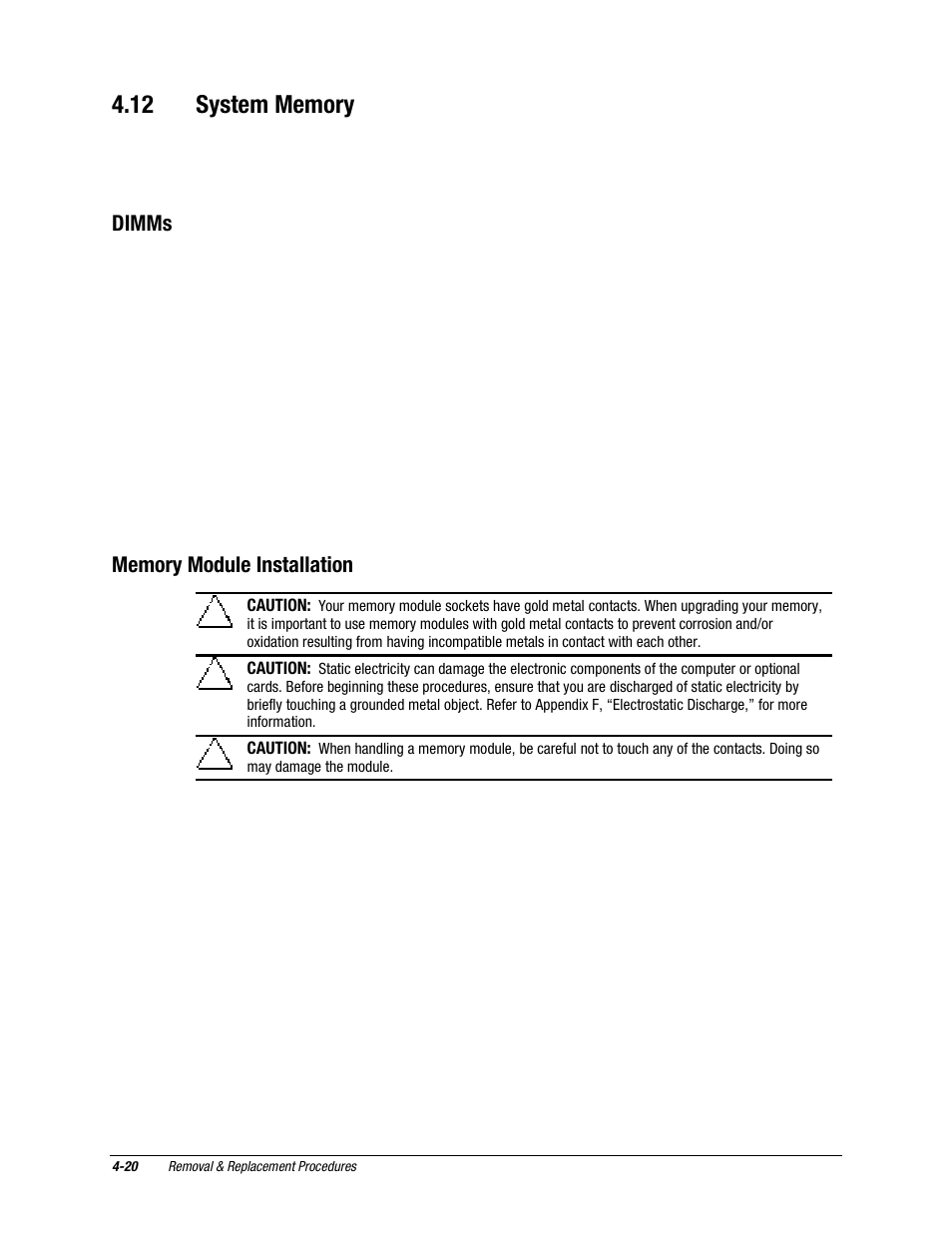 12 system memory, System memory, Dimms | Compaq EXS Series User Manual | Page 47 / 78