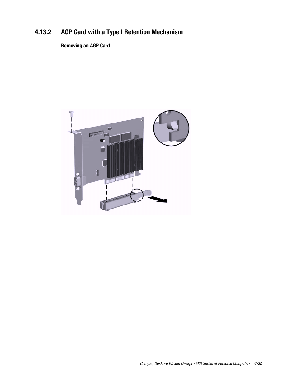 2 agp card with a type i retention mechanism | Compaq EXS Series User Manual | Page 52 / 78