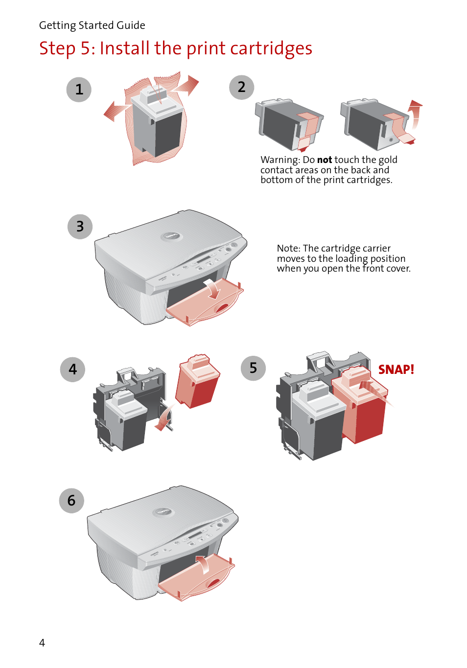 Step 5: install the print cartridges | Compaq A3000 EN User Manual | Page 6 / 38