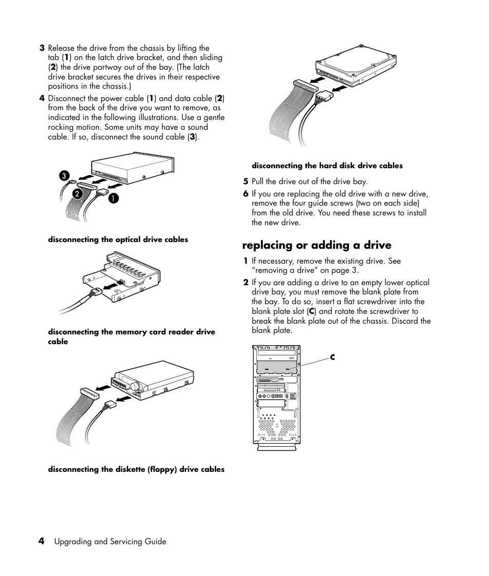Replacing or adding a drive | Compaq S6035IL User Manual | Page 8 / 12