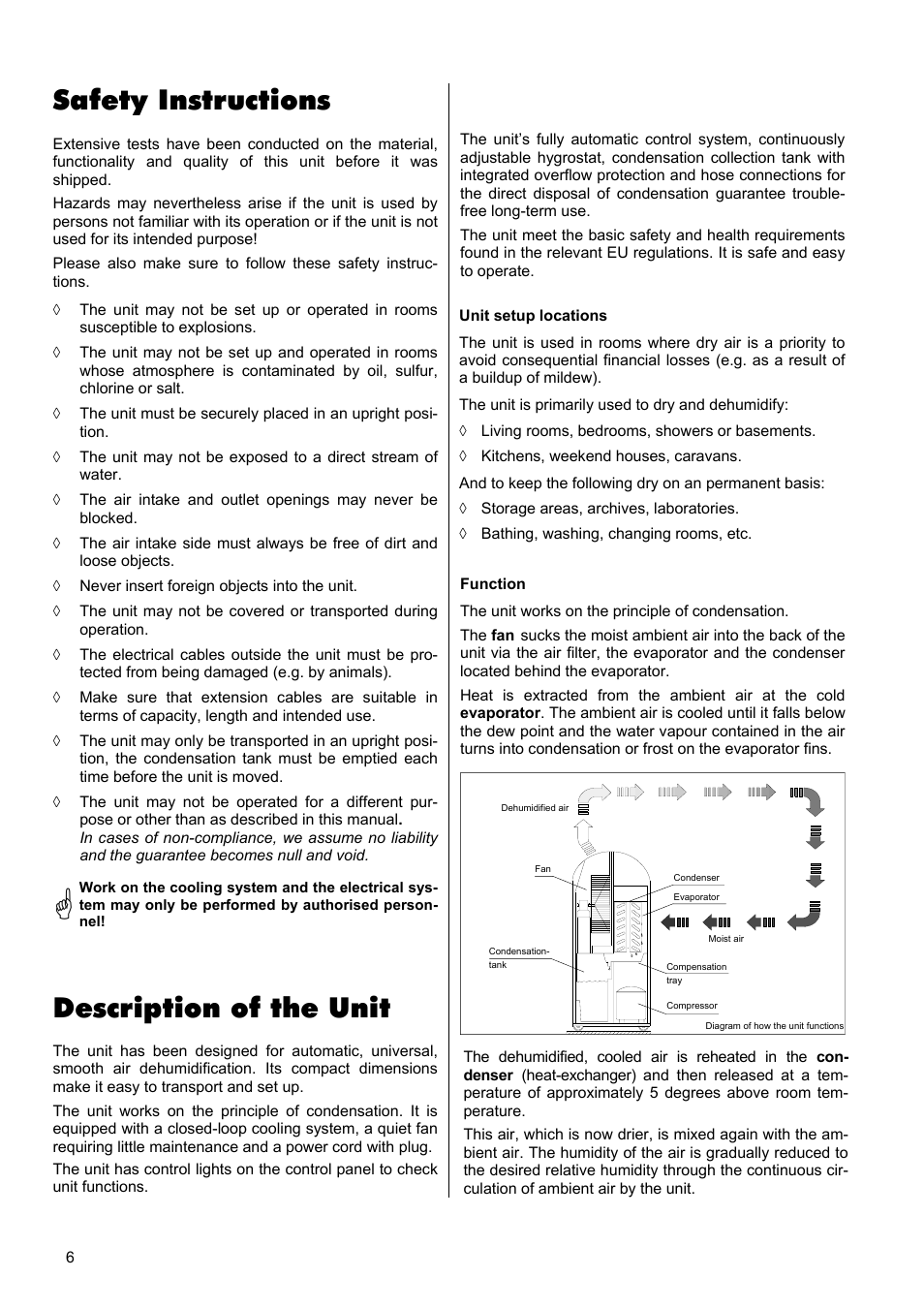 Safety instructions, Description of the unit | REMKO ETF 240 User Manual | Page 6 / 16