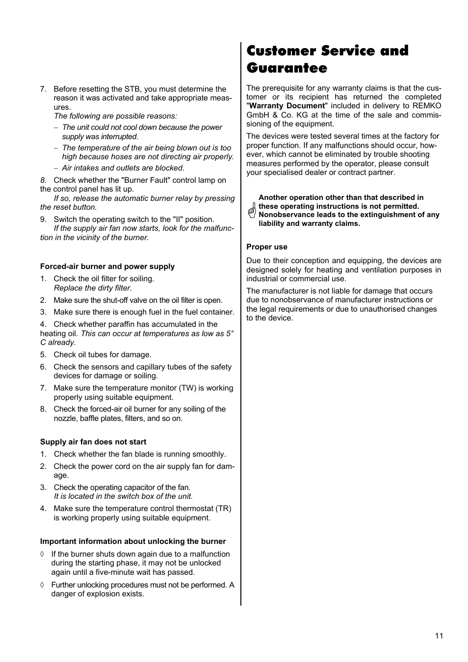 Customer service and guarantee | REMKO CLK 20 User Manual | Page 11 / 20