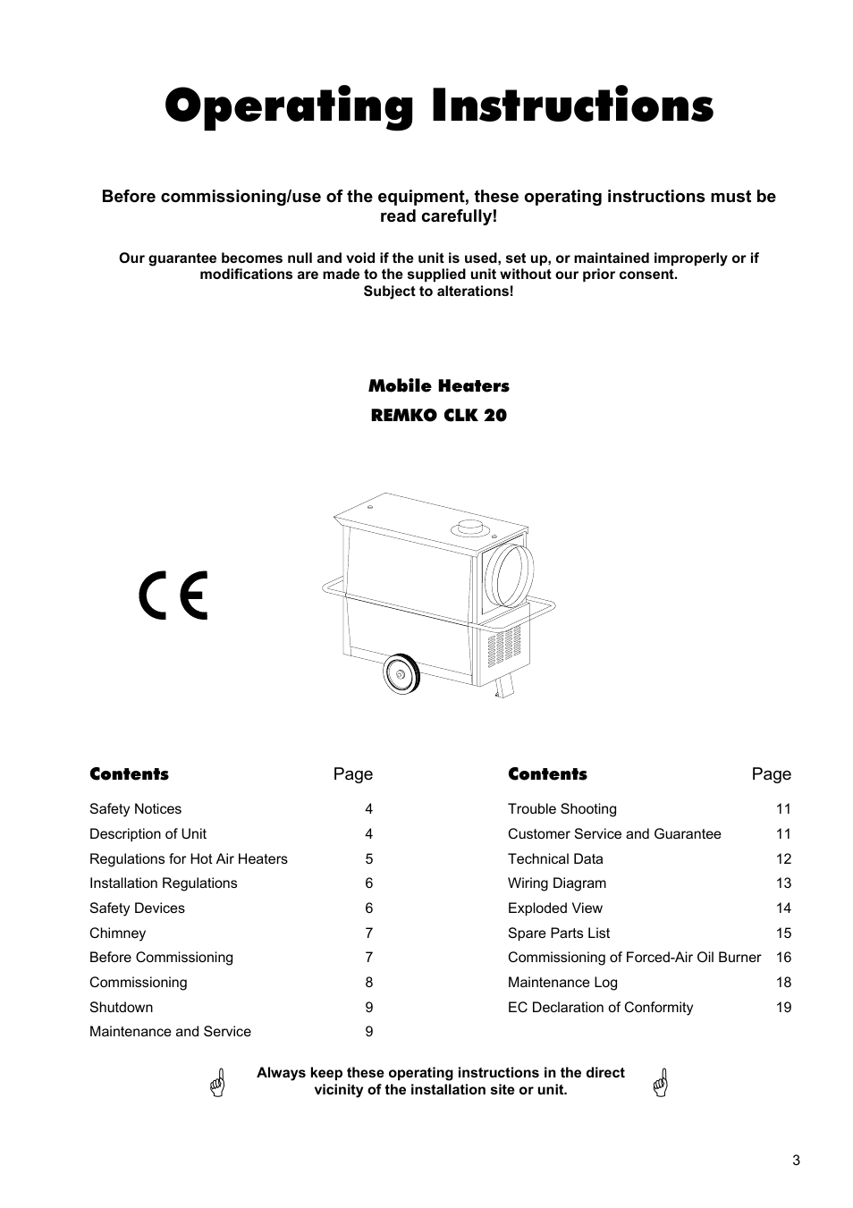 Operating instructions | REMKO CLK 20 User Manual | Page 3 / 20