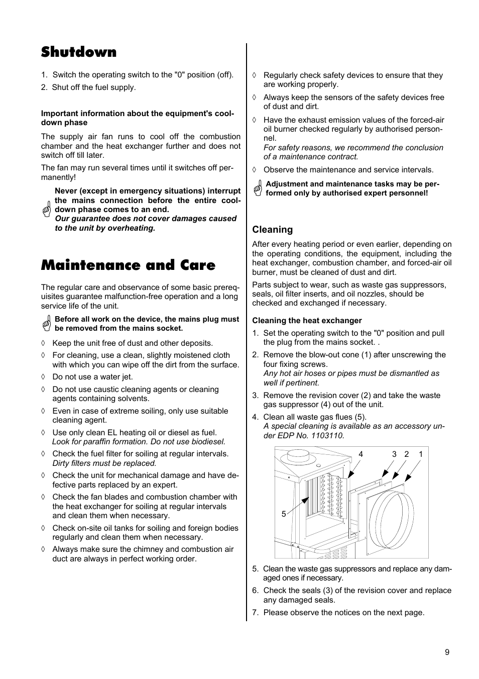 Shutdown, Maintenance and care | REMKO CLK 20 User Manual | Page 9 / 20