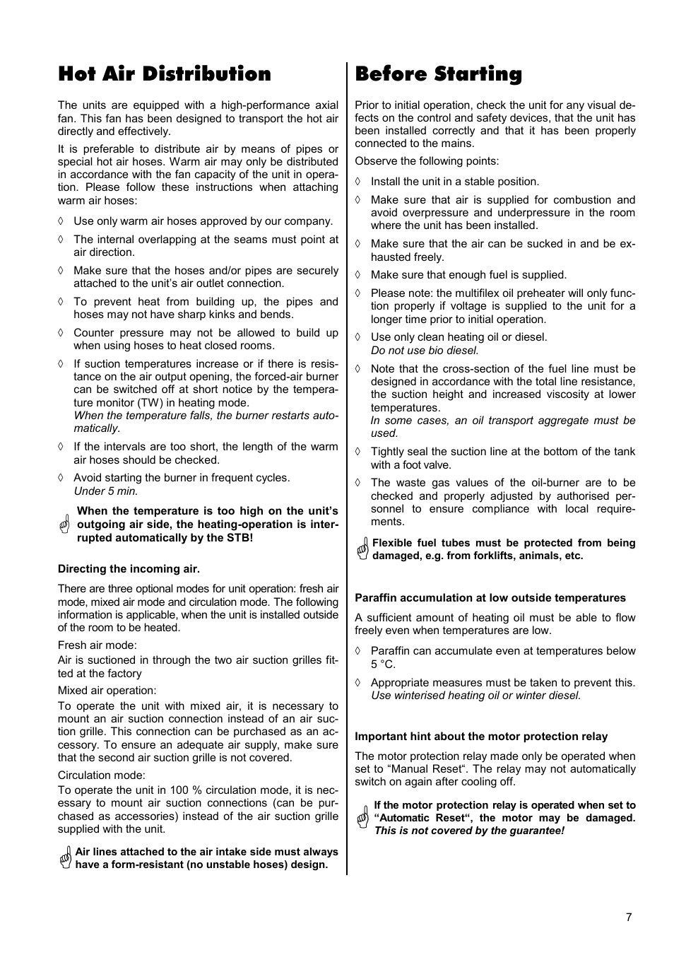 Hot air distribution, Before starting | REMKO HTK 100 User Manual | Page 7 / 20