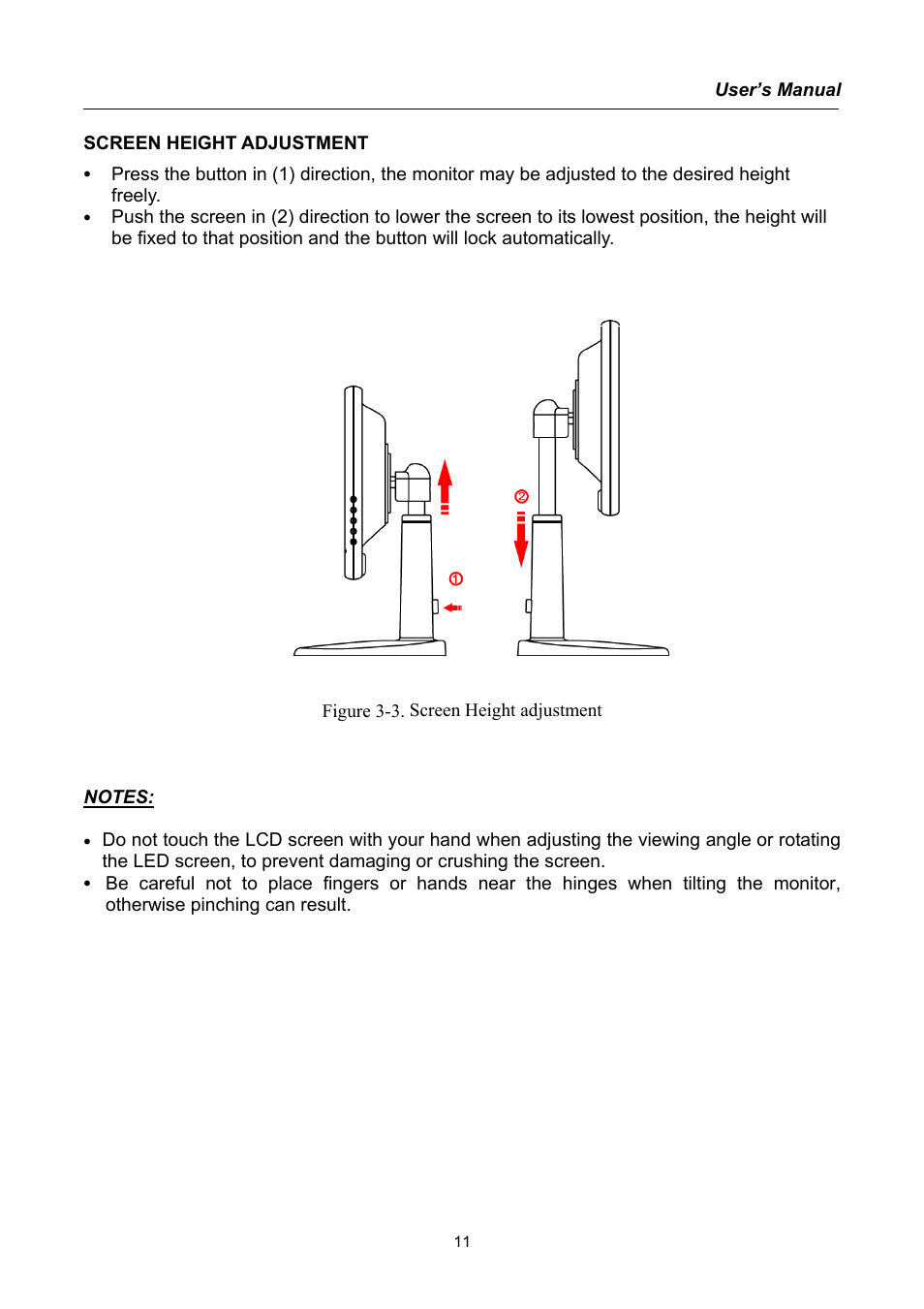 Screen height adjustment | Compaq HW194 User Manual | Page 11 / 20