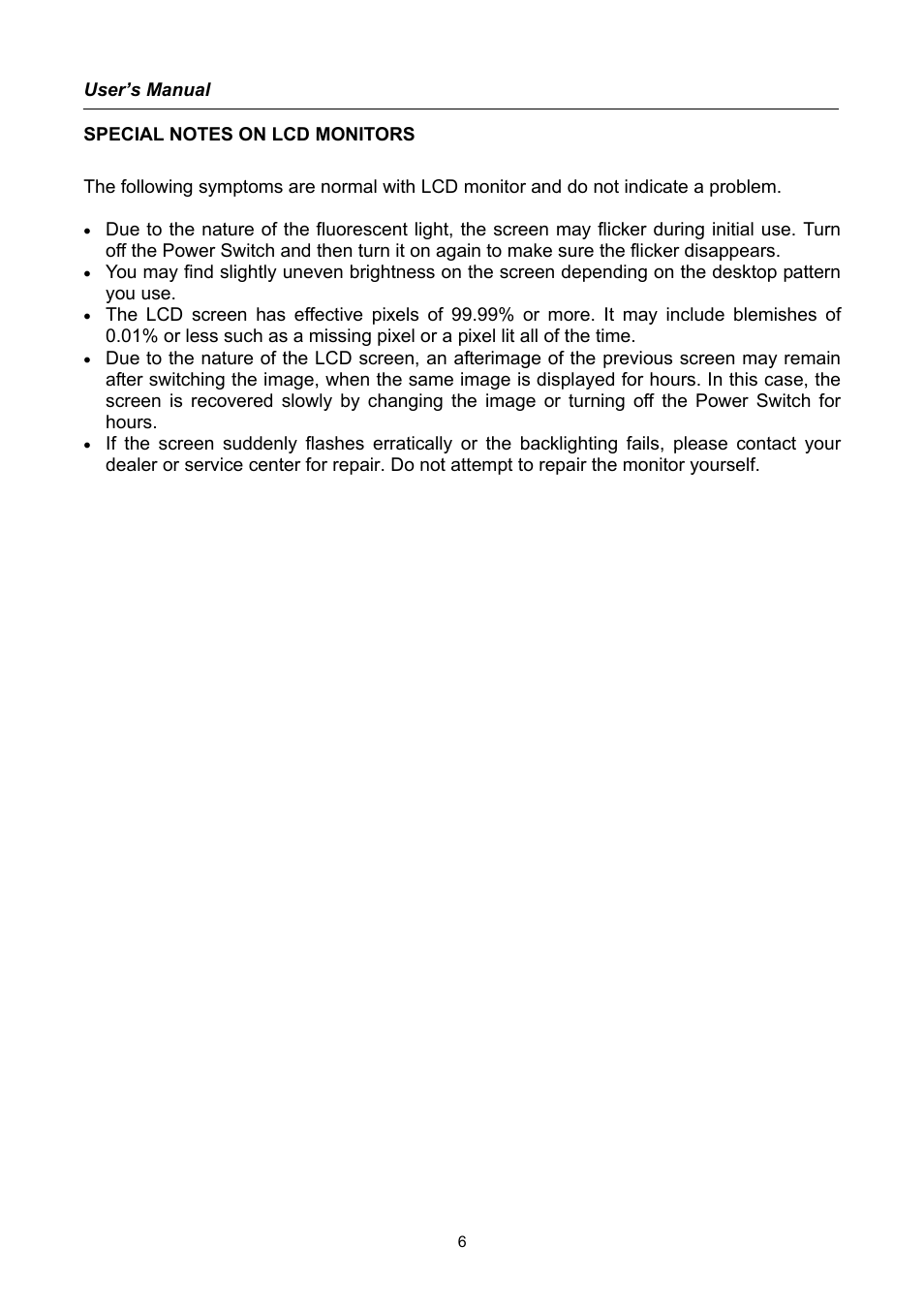 Special notes on lcd monitors | Compaq HW194 User Manual | Page 6 / 20
