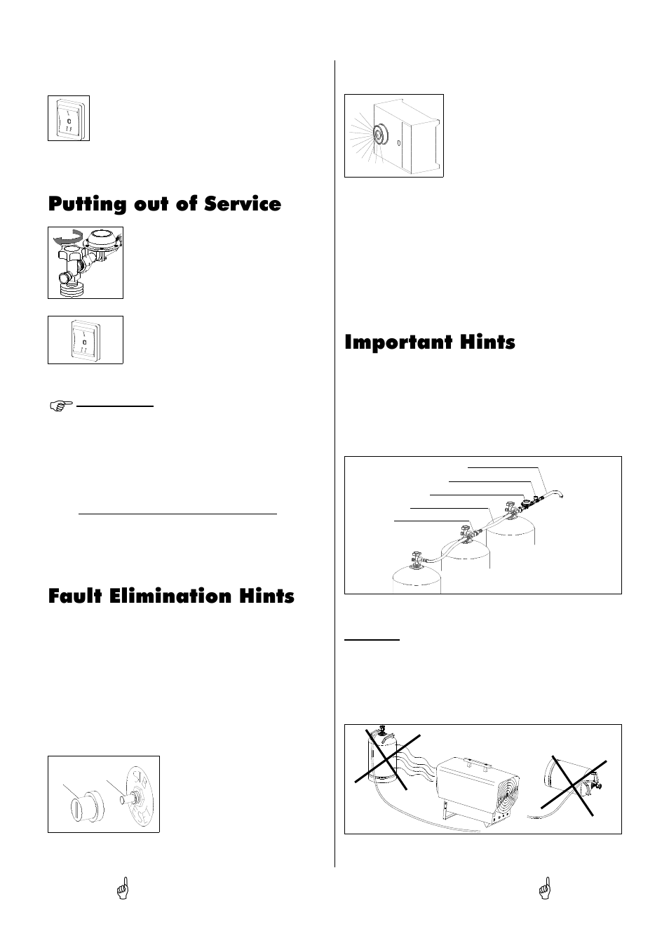 Putting out of service, Important hints, Fault elimination hints | REMKO PGM 100 User Manual | Page 5 / 16