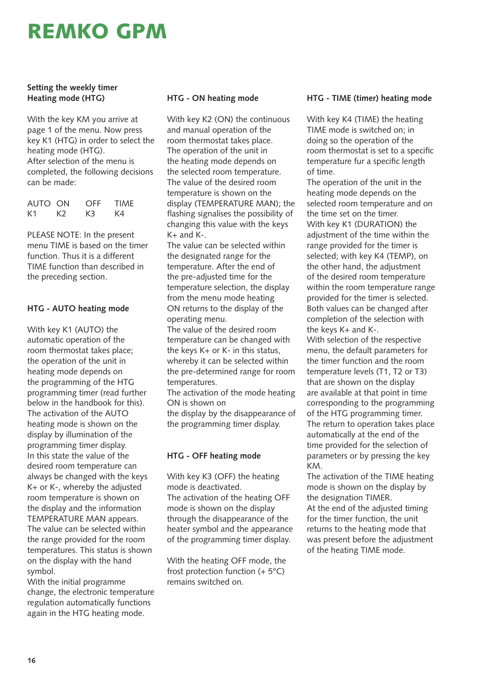 Remko gpm | REMKO GPM User Manual | Page 16 / 48