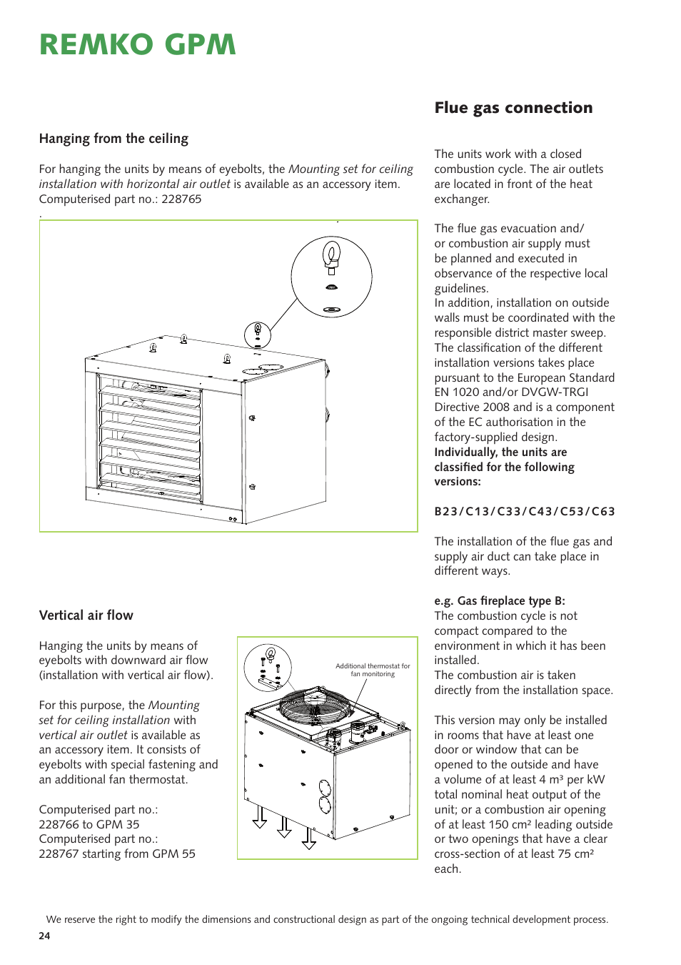 Remko gpm, Flue gas connection | REMKO GPM User Manual | Page 24 / 48