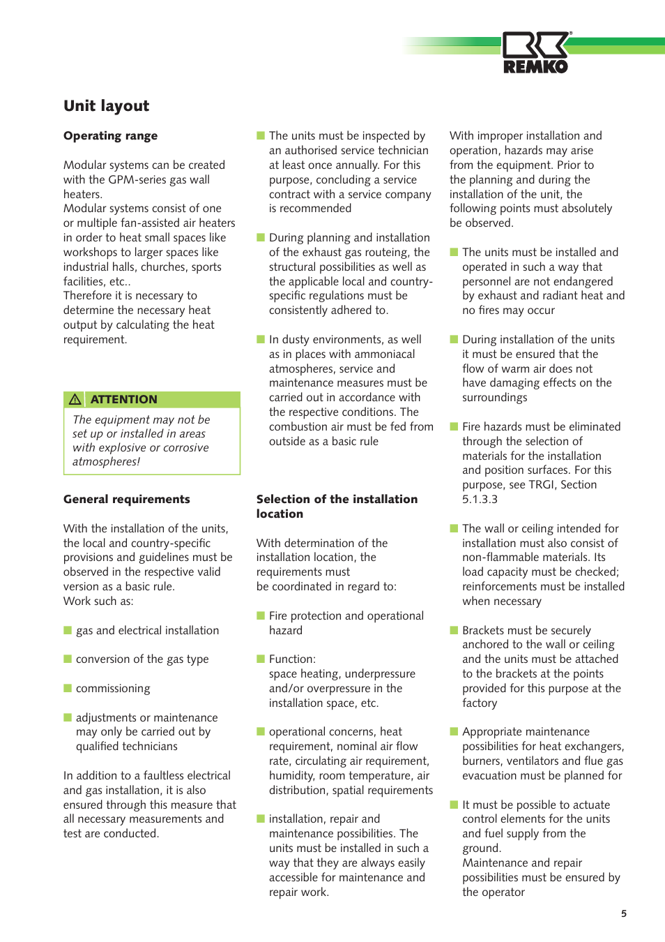 Unit layout | REMKO GPM User Manual | Page 5 / 48