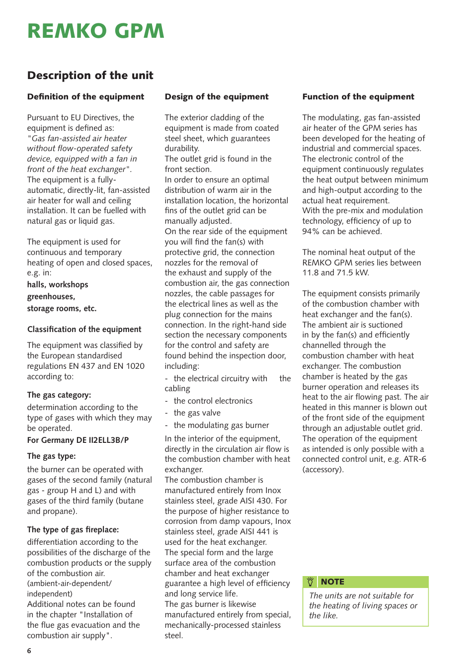 Remko gpm, Description of the unit | REMKO GPM User Manual | Page 6 / 48