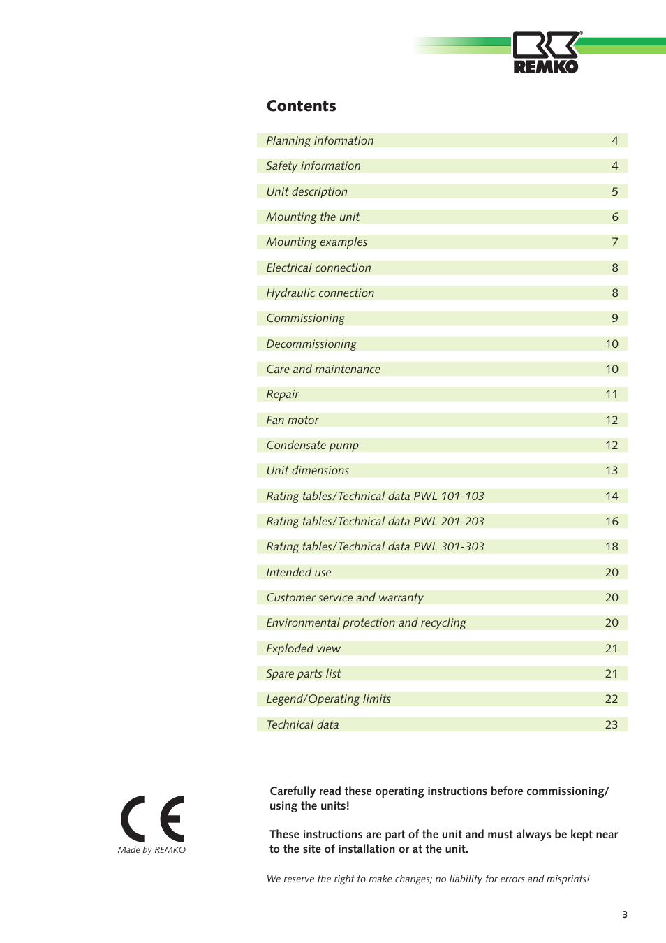 REMKO PWL User Manual | Page 3 / 24