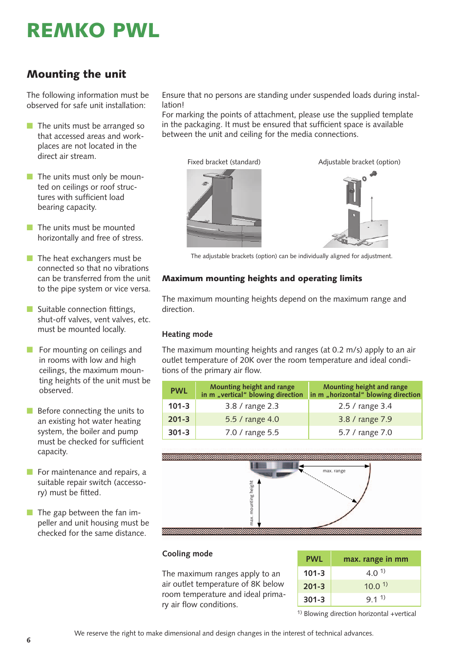 Remko pwl, Mounting the unit | REMKO PWL User Manual | Page 6 / 24