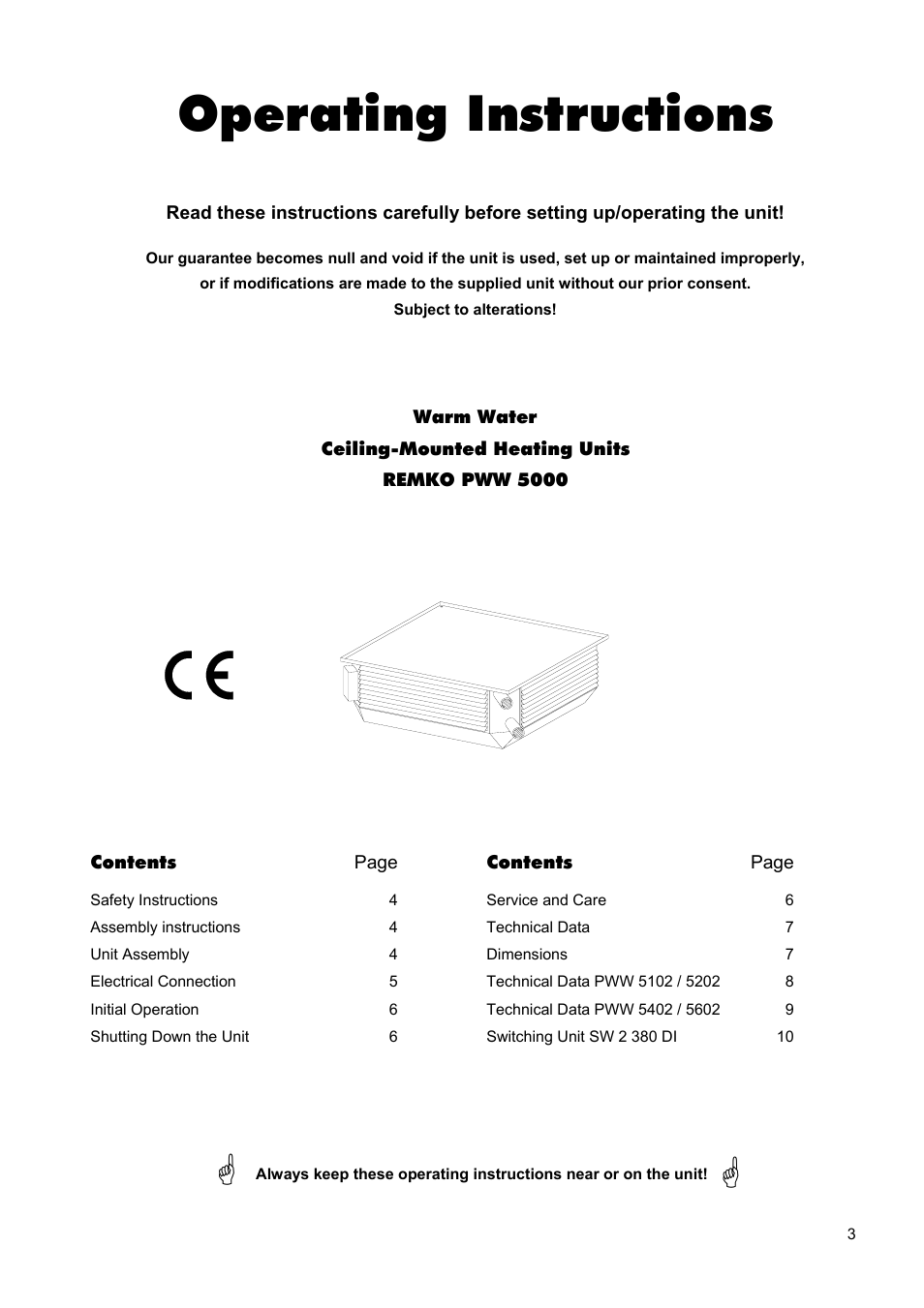 Operating instructions | REMKO PWW 5000 User Manual | Page 3 / 12