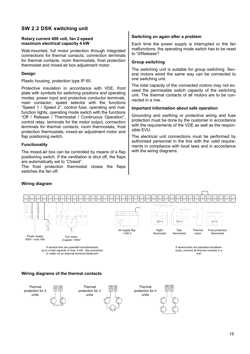 Sw 2.2 dsk switching unit | REMKO PWW 6000 User Manual | Page 15 / 20