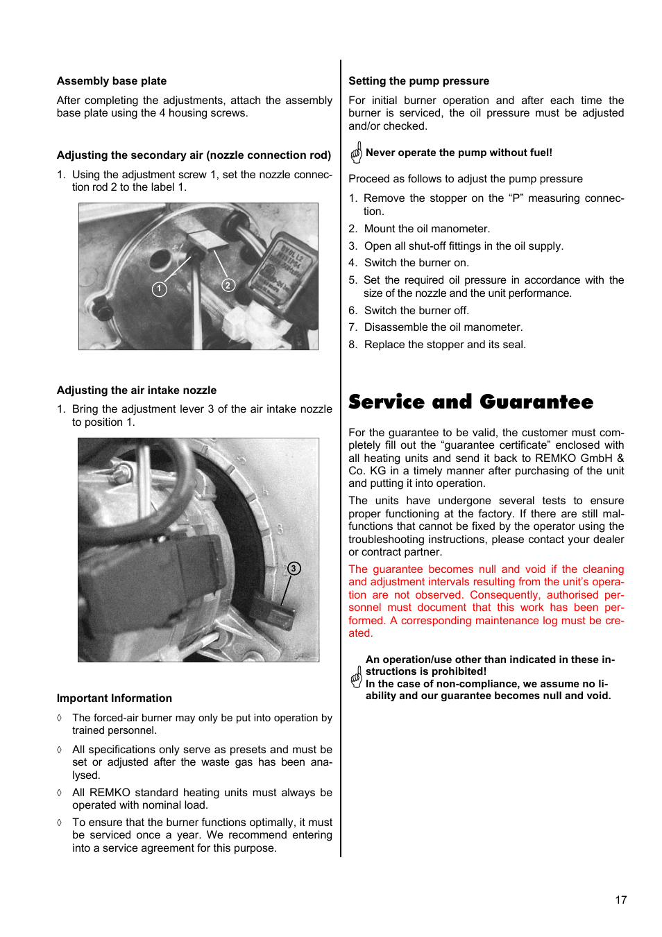Service and guarantee | REMKO VRS 20 INOX User Manual | Page 17 / 20
