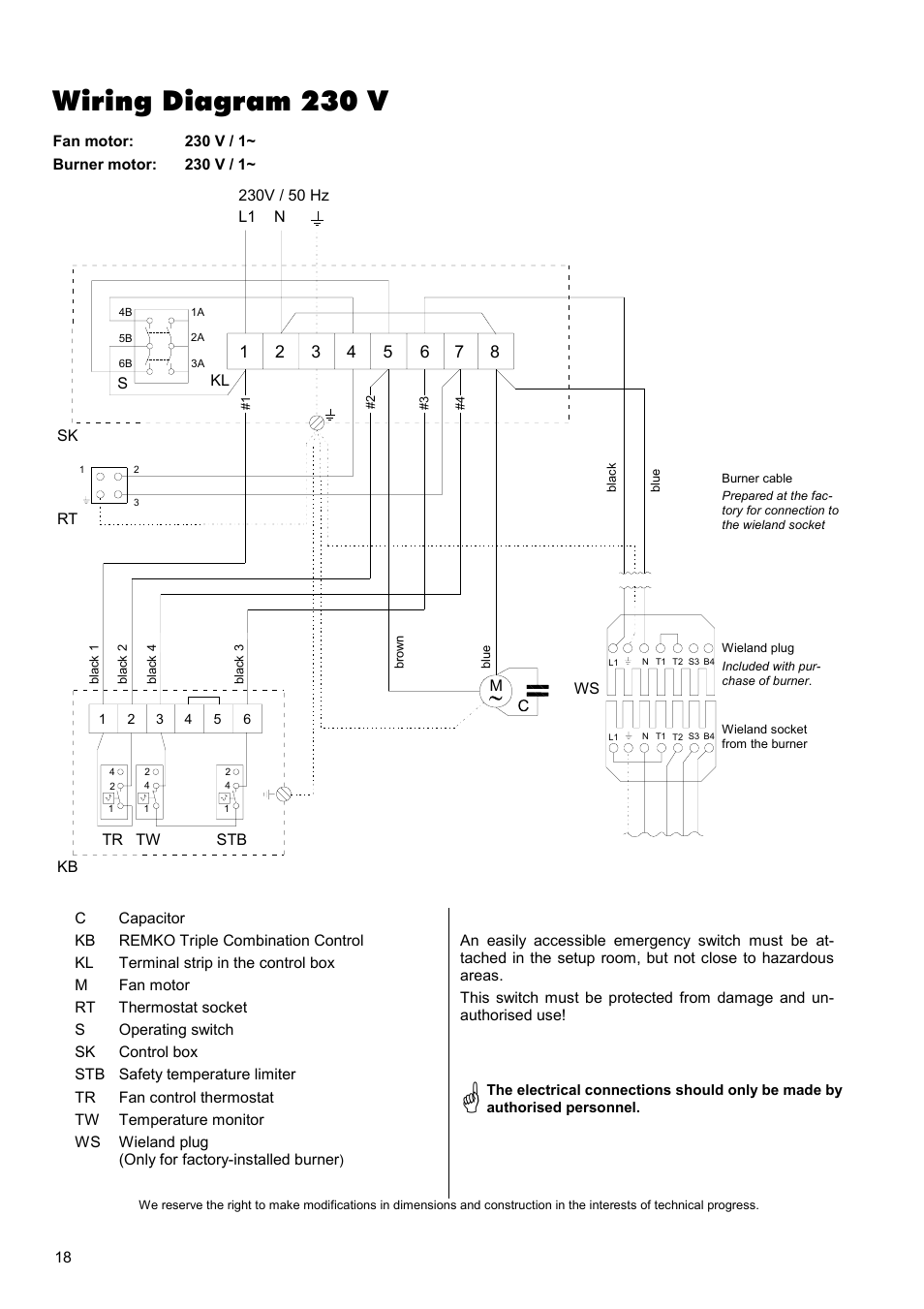 Wiring diagram 230 v | REMKO VRS-B User Manual | Page 18 / 24