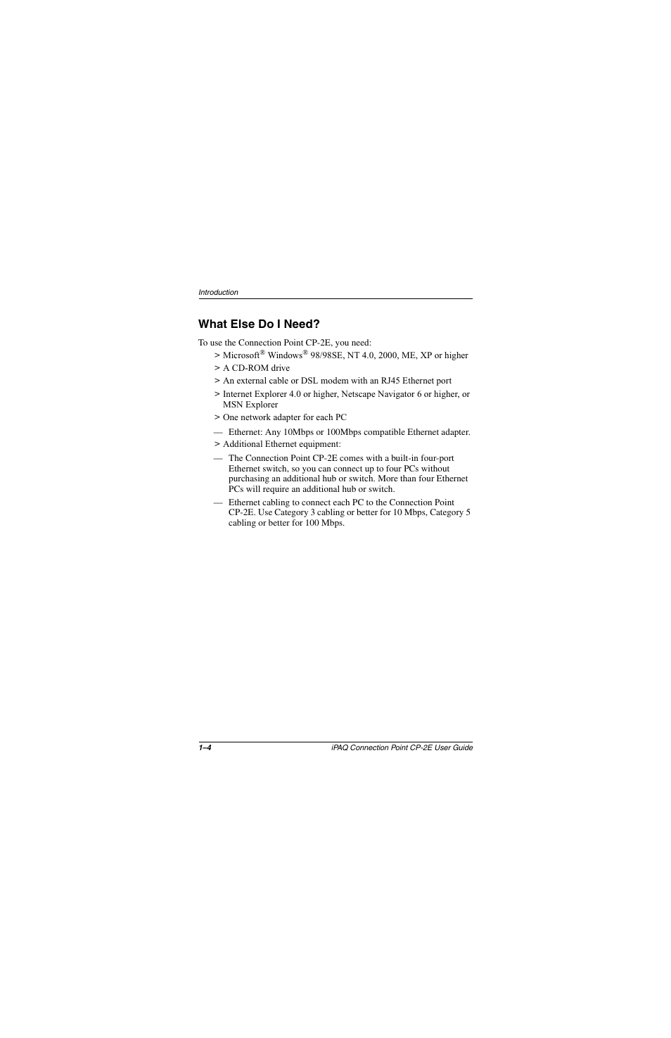 What else do i need, What else do i need? –4 | Compaq CP-2E User Manual | Page 11 / 91
