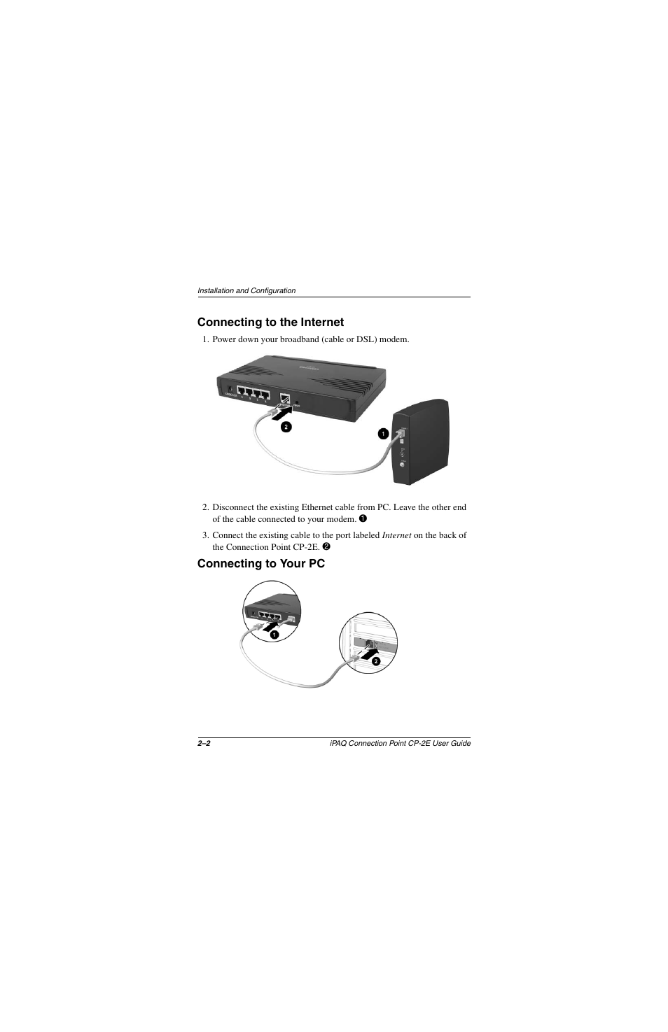 Connecting to the internet, Connecting to your pc | Compaq CP-2E User Manual | Page 15 / 91