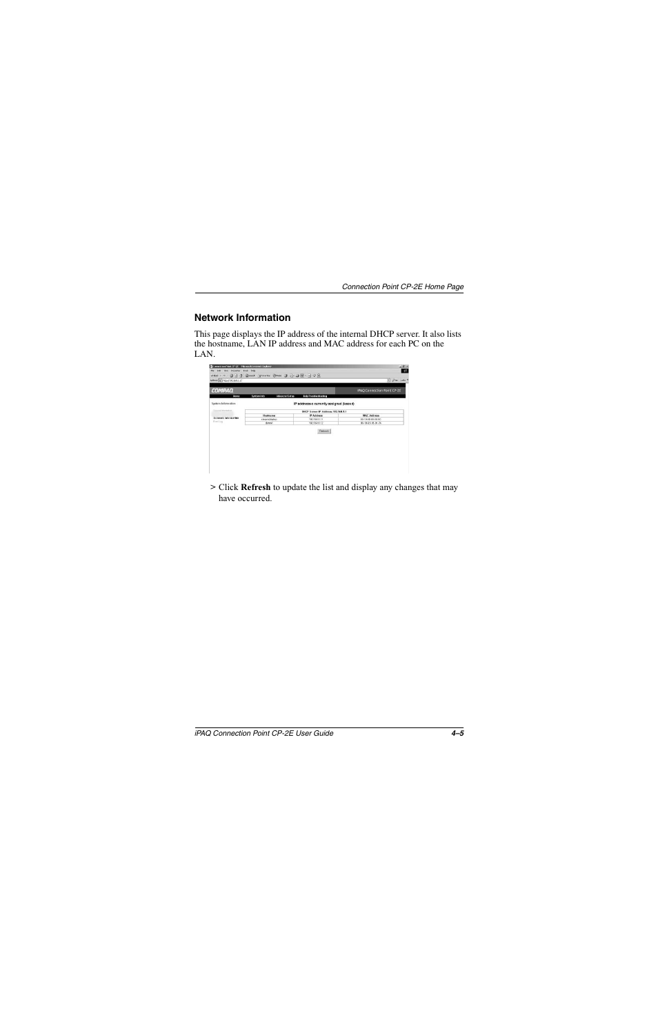 Network information, Network information –5 | Compaq CP-2E User Manual | Page 44 / 91