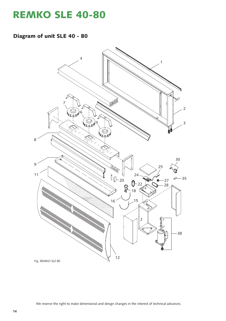 Remko sle 40-80, Diagram of unit sle 40 - 80 | REMKO SLE 40 User Manual | Page 14 / 20