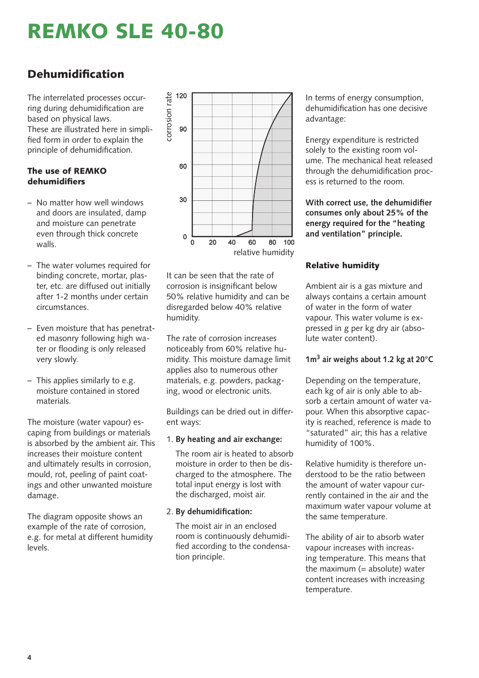 Remko sle 40-80, Dehumidification | REMKO SLE 40 User Manual | Page 4 / 20