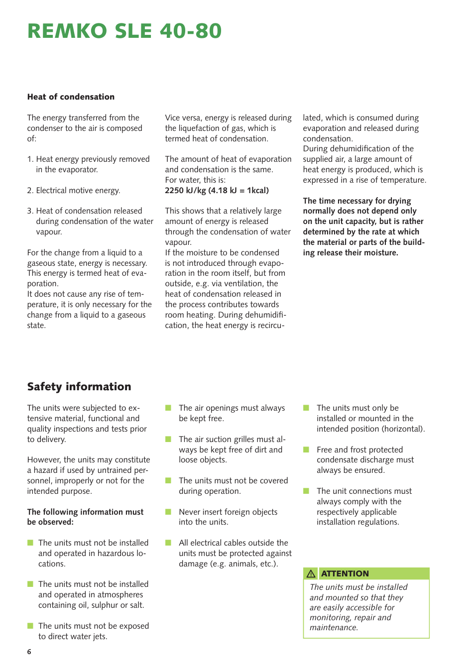 Remko sle 40-80, Safety information | REMKO SLE 40 User Manual | Page 6 / 20