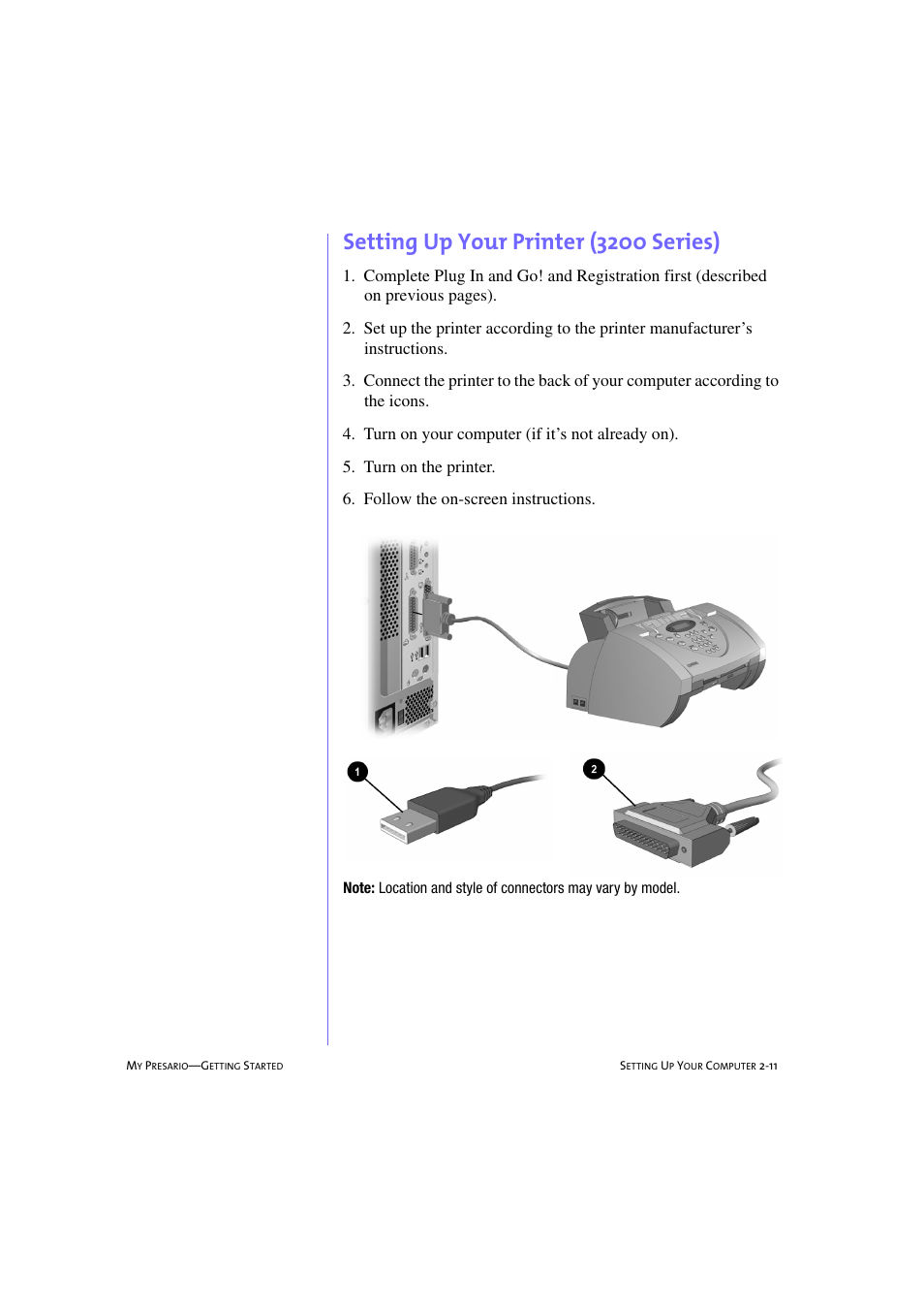 Setting up your printer (3200 series), Setting up your printer (3200 series) -11 | Compaq 233789-371 User Manual | Page 26 / 101