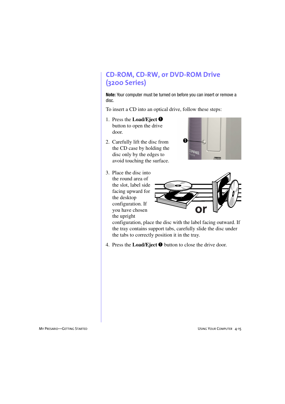 Cd-rom, cd-rw, or dvd-rom drive (3200 series), Cd-rom, cd-rw, or dvd-rom drive (3200 series) -15 | Compaq 233789-371 User Manual | Page 46 / 101