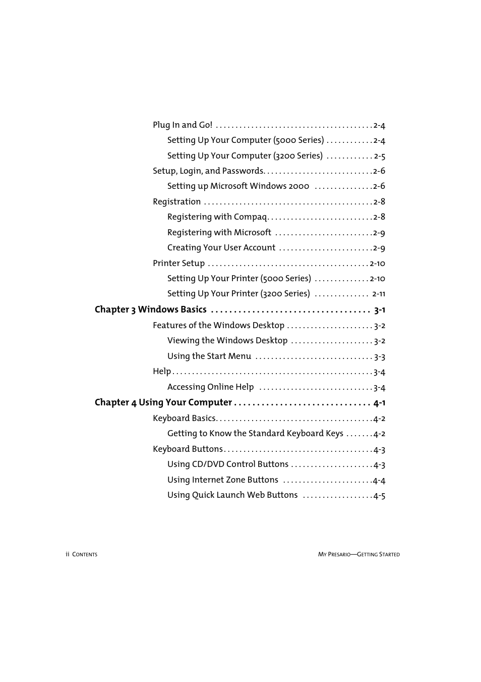 Chapter 3 windows basics -1, Chapter 4 using your computer -1 | Compaq 233789-371 User Manual | Page 5 / 101