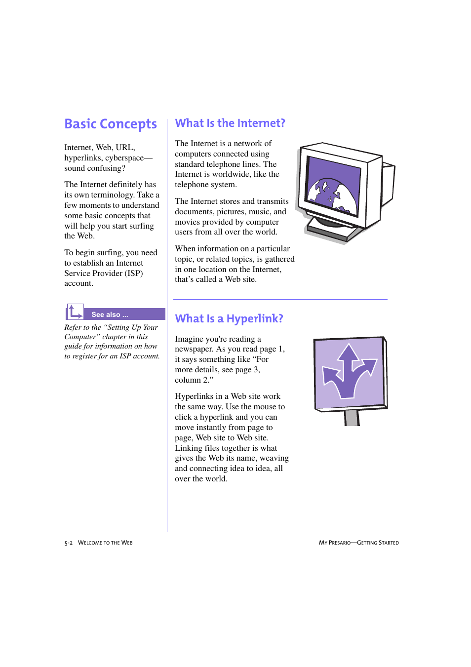 Basic concepts, What is the internet, What is a hyperlink | Basic concepts -2, What is the internet? -2, What is a hyperlink? -2, Basic concepts, 5-2 | Compaq 233789-371 User Manual | Page 55 / 101