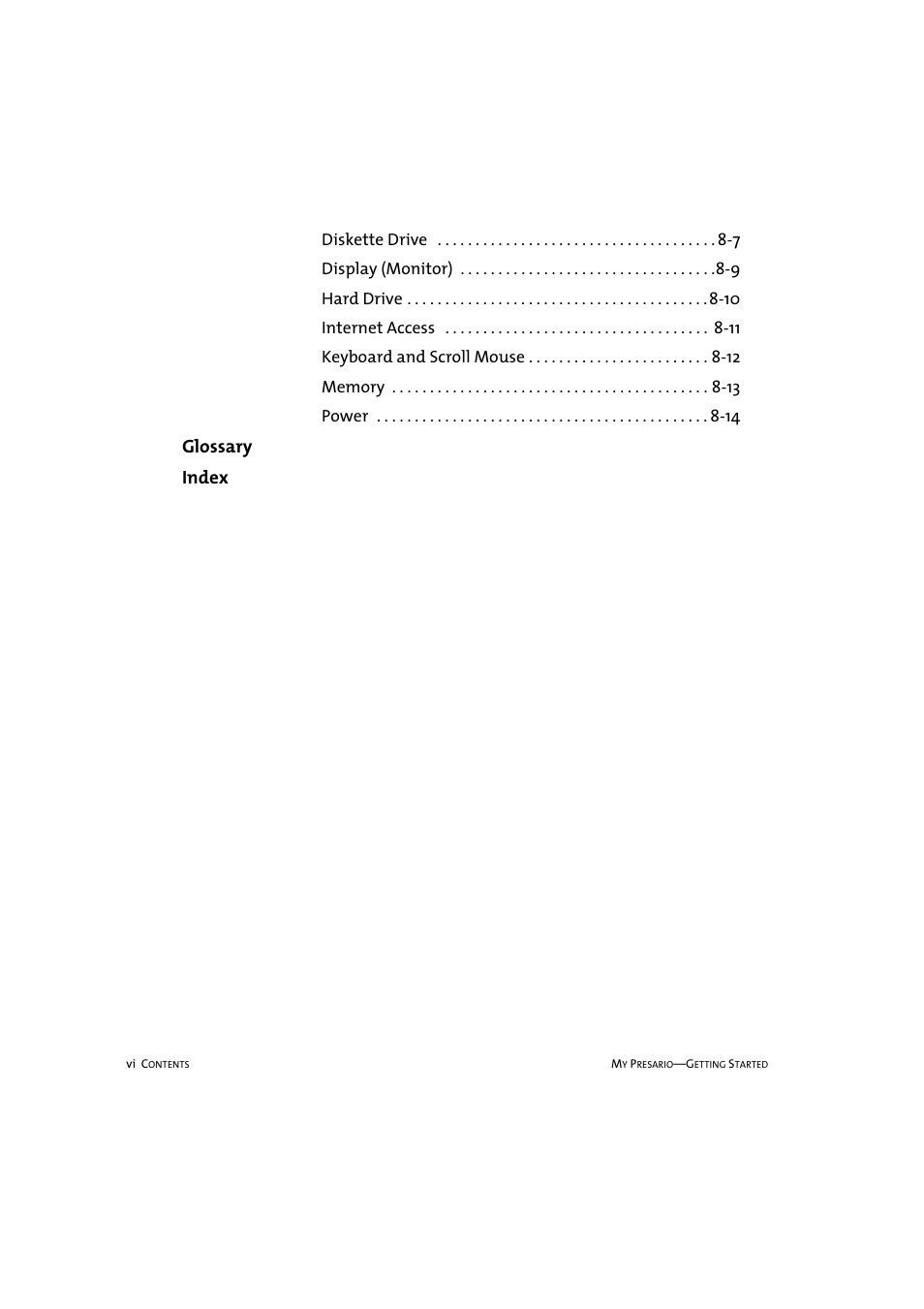 Glossary index | Compaq 233789-371 User Manual | Page 9 / 101