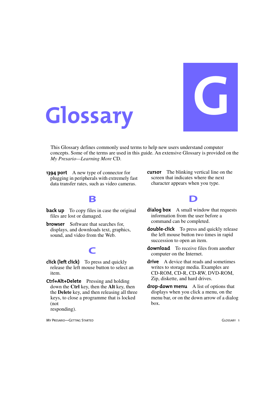 Glossary | Compaq 233789-371 User Manual | Page 92 / 101