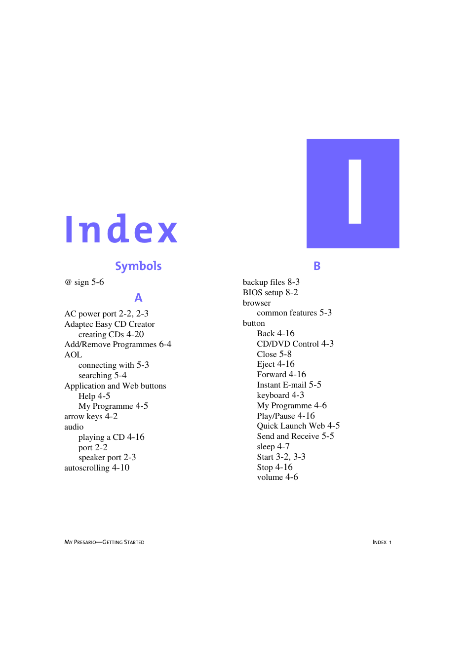Index, I n d ex, Symbols | Compaq 233789-371 User Manual | Page 96 / 101